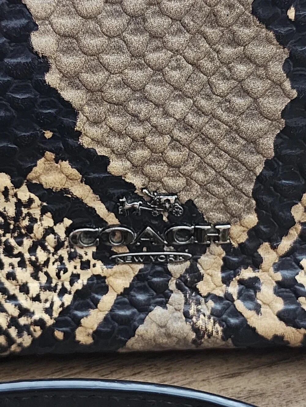 Coach Leather Clutch Crossbody - Black & Tan